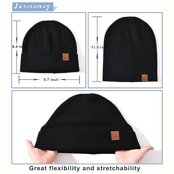 Knit Beanies Winter Hats for Women,Black - Picture 6 of 8